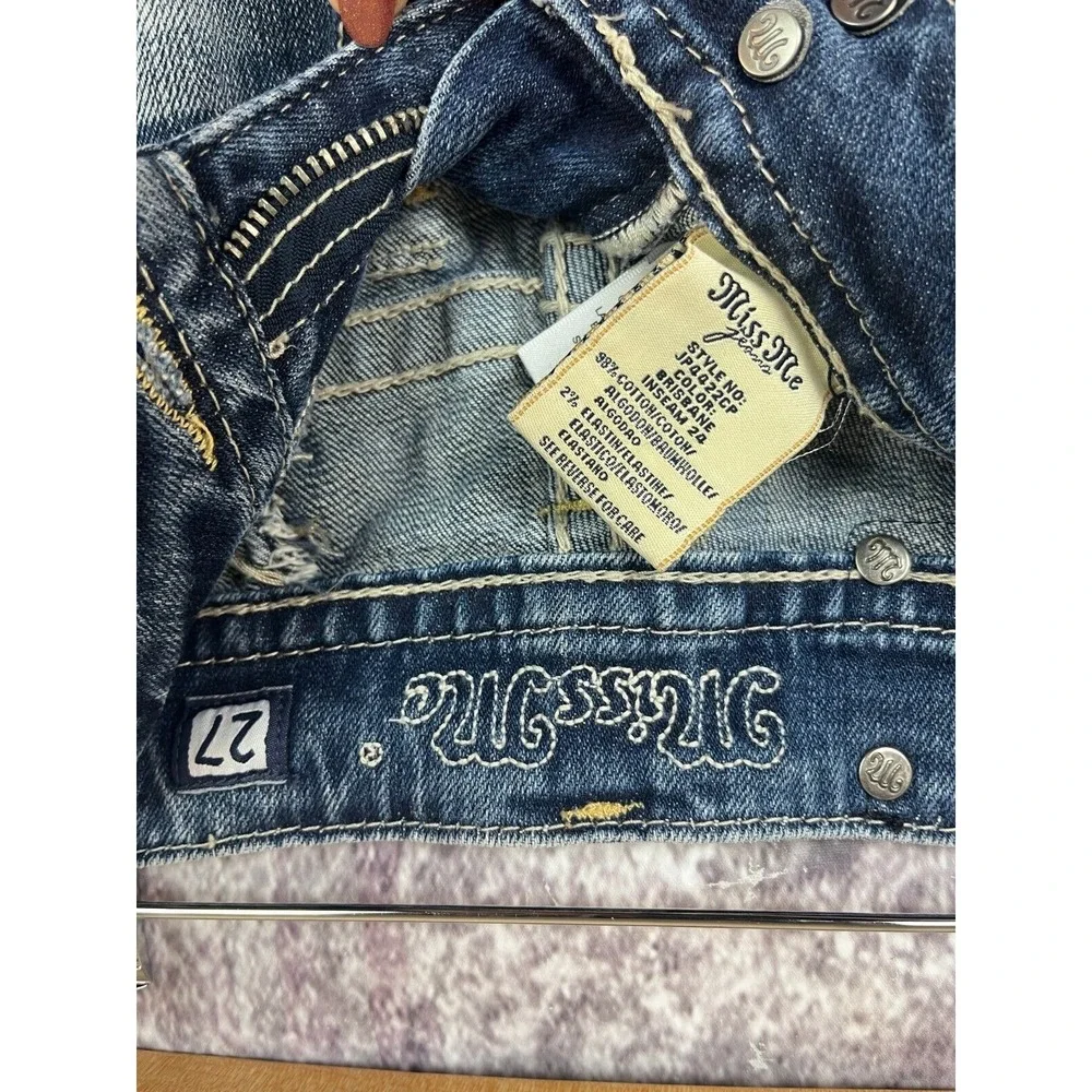 Miss Me Jeans Womens 27 Embroidered Stich Pocket Straight Bling Y2K 90s Vintage